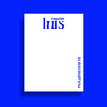 white cover of hus magazine with subscription sign in blue colour